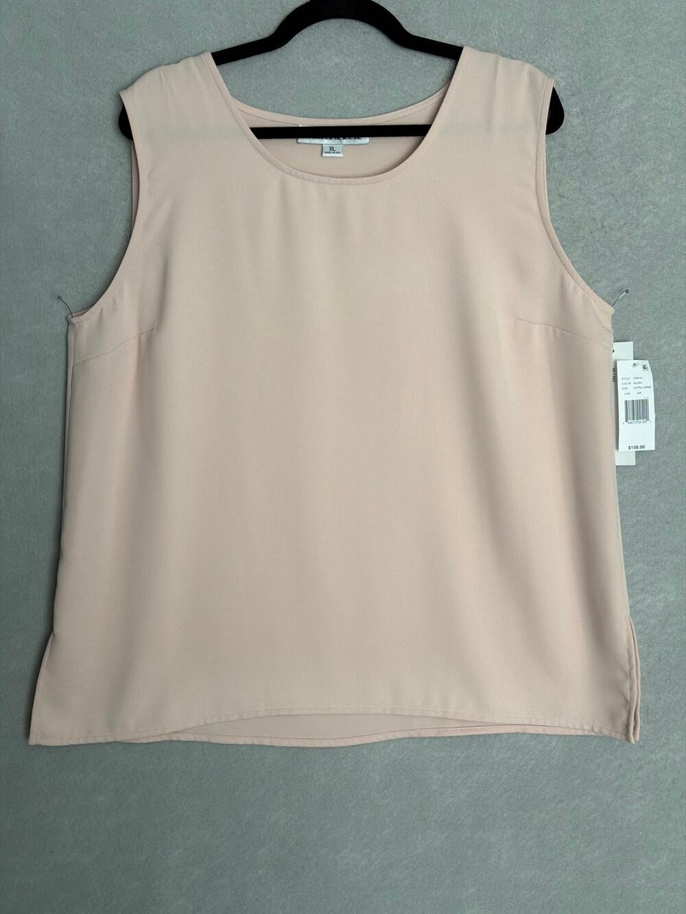 Caroline Rose Crepe Sleeveless Top Scoop Neck in Blush Women's XL NEW